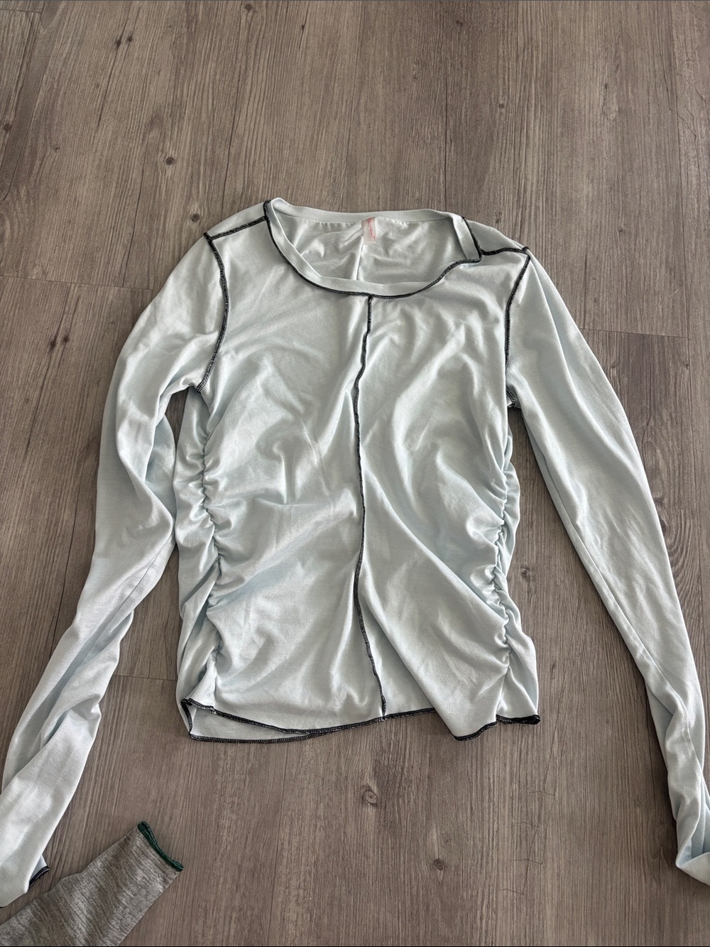 FP Movement by Free People Light Sage Long-Sleeve Ruched Seam Top